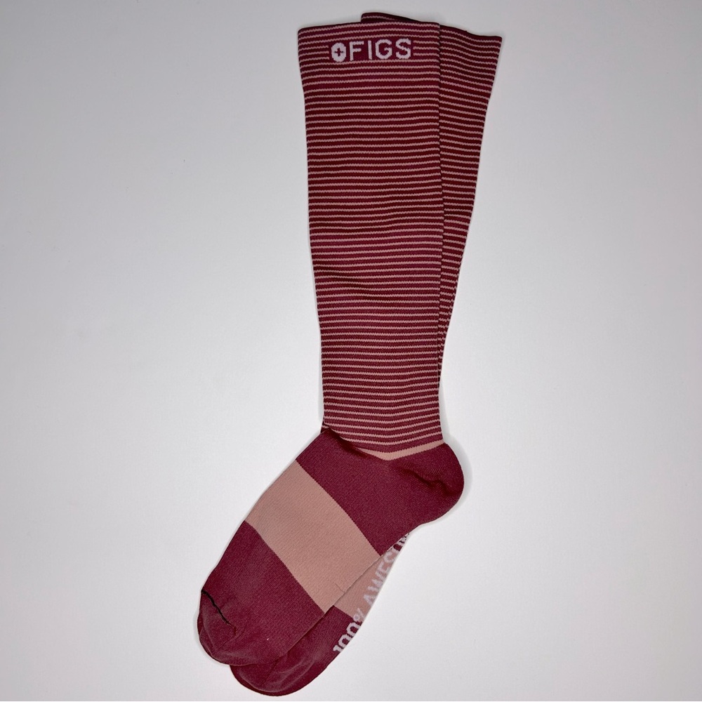 Figs Burgundy and Pink Striped Socks